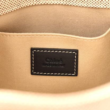 Chloe Linen Calfskin Small Woody Ribbon Tote White Black 6 of 14