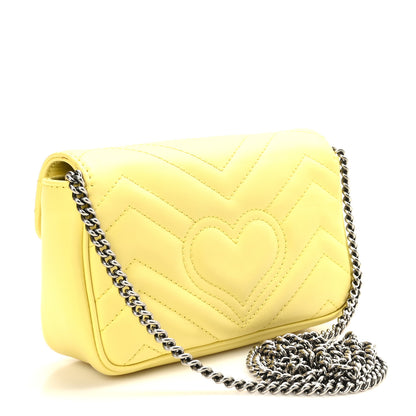 Gucci Calfskin Matelasse Super Mini GG Marmont Shoulder Bag Banana 3 of 9