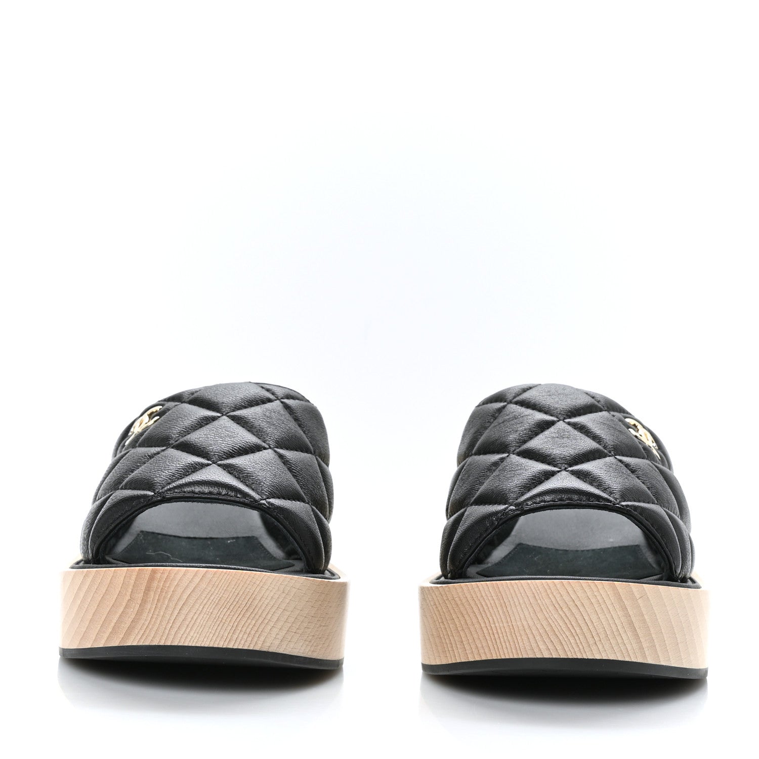 Chanel Lambskin Quilted CC Slip On Platform Sandals 41 Black 2 of 8
