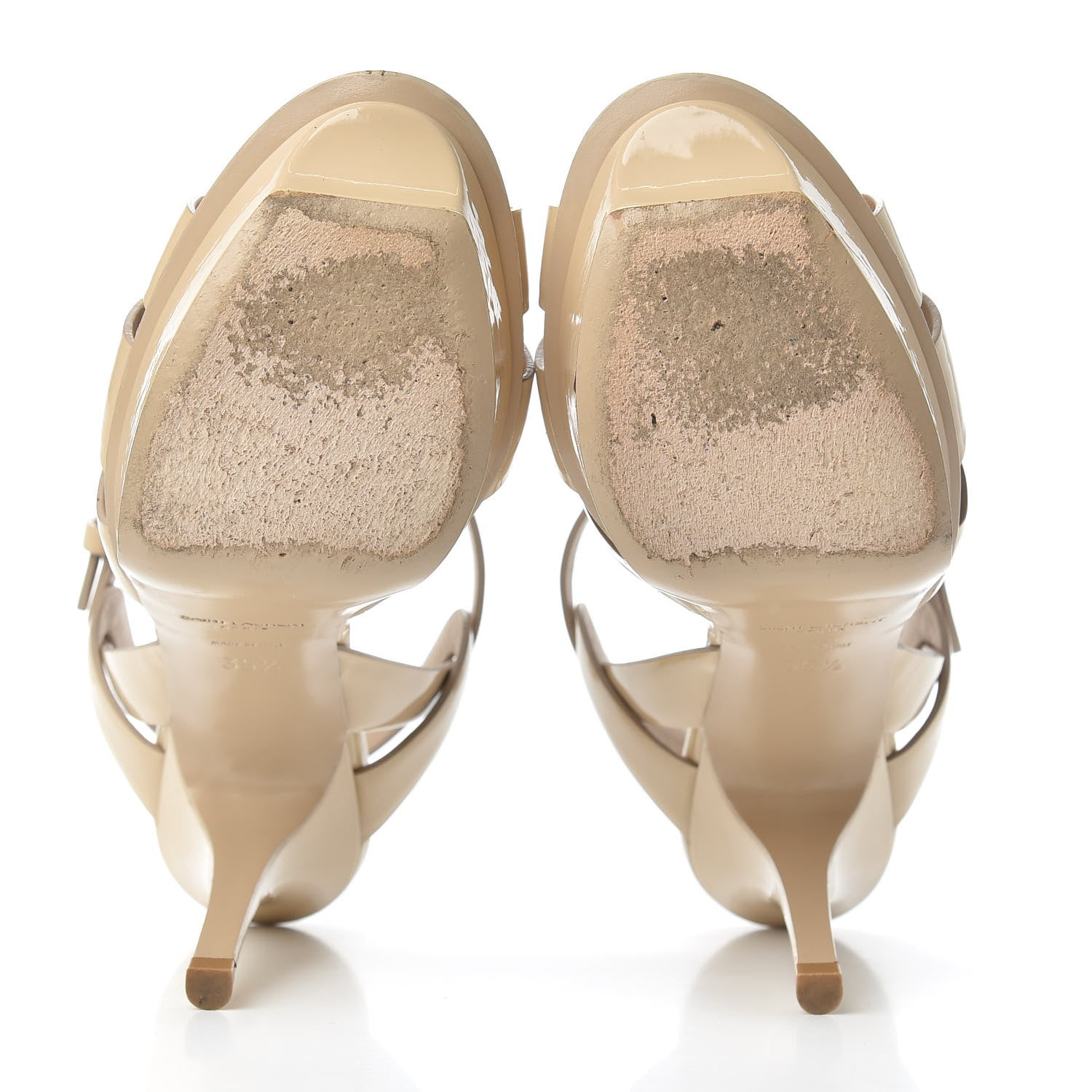 Saint Laurent Patent Tribute 75 Platform Sandals 35.5 Nude Powder 6 of 11