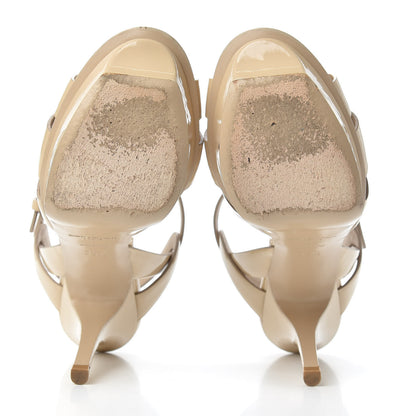 Saint Laurent Patent Tribute 75 Platform Sandals 35.5 Nude Powder 6 of 11