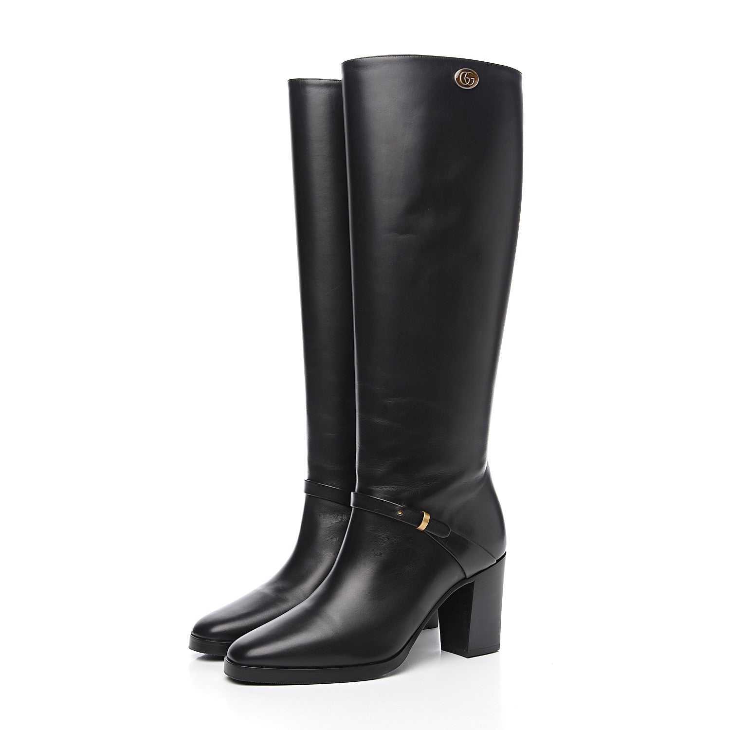 Gucci Calfskin Double GKnee High Boots 36.5 Black 3 of 9
