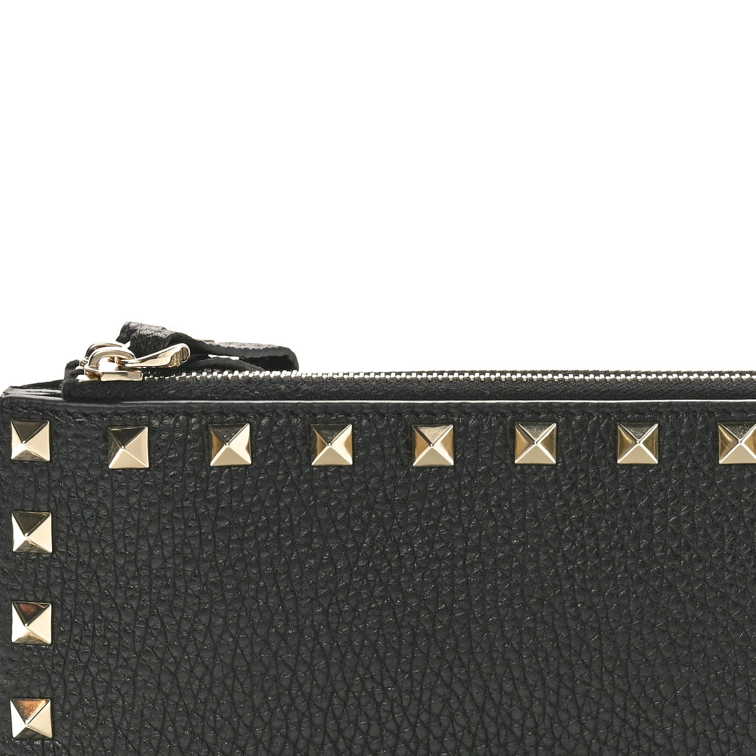 Valentino Garavani Pebbled Calfskin Rockstud Fold Zip Wallet Black 7 of 7