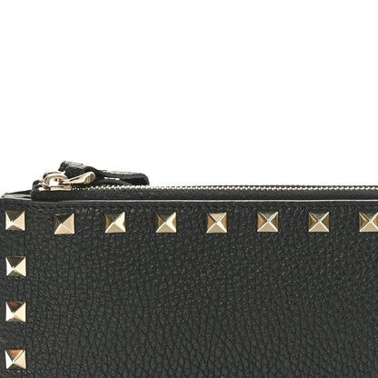 Valentino Garavani Pebbled Calfskin Rockstud Fold Zip Wallet Black 7 of 7
