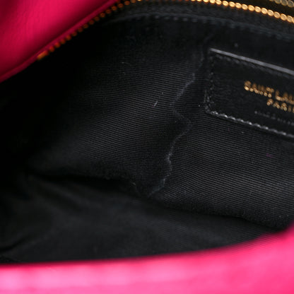 Saint Laurent Boucle Tweed Quilted Toy Loulou Puffer Monogram Chain Satchel Magenta 10 of 10