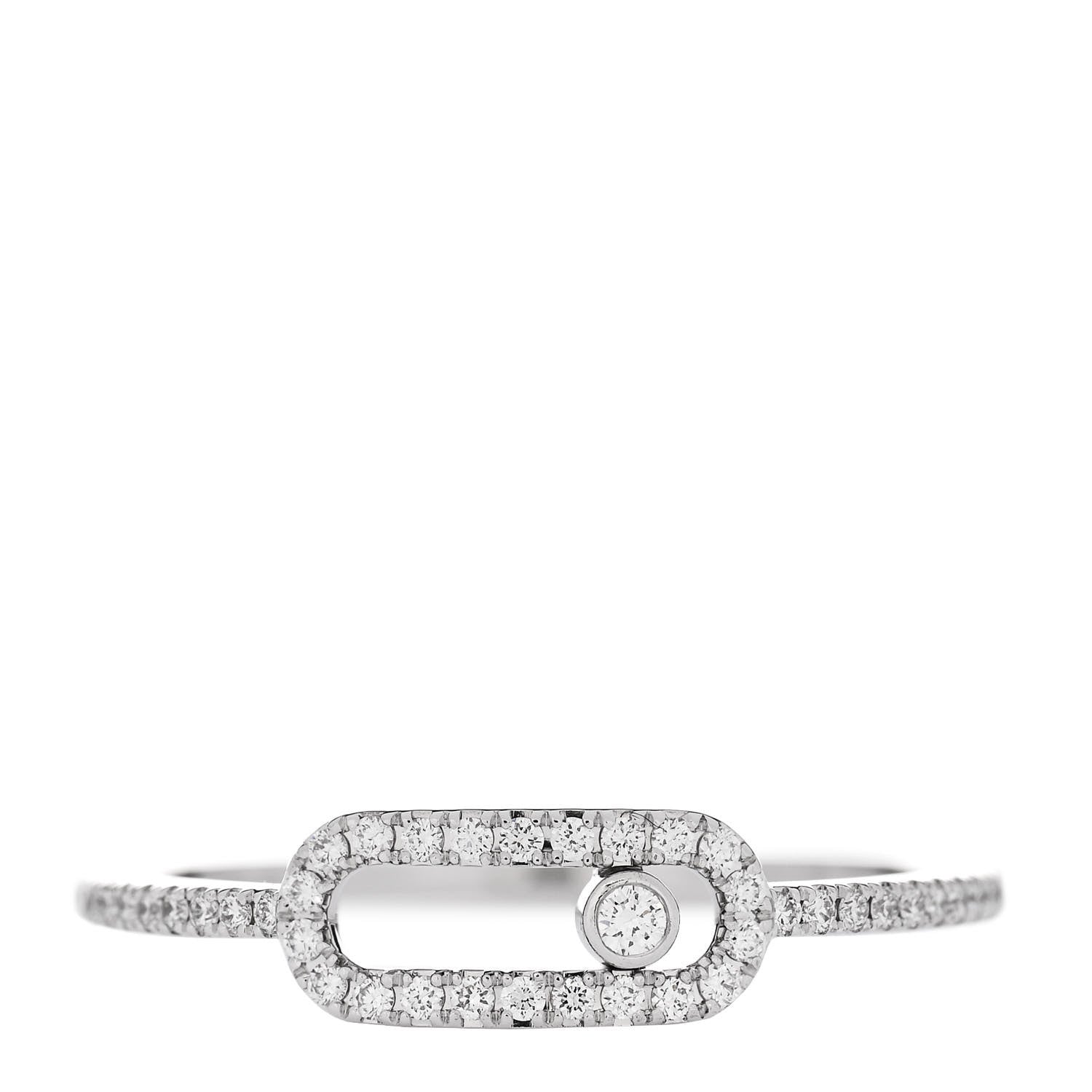 Messika 18K White Gold Diamond Move Uno Pave Ring 53 6.5 1 of 7