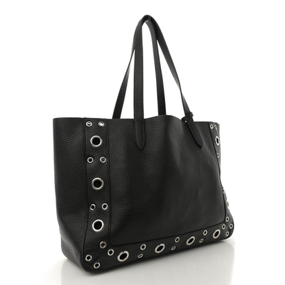 Valentino Garavani Grainy Calfskin Studded Medium Nellcote Shopping Tote Black 4 of 11