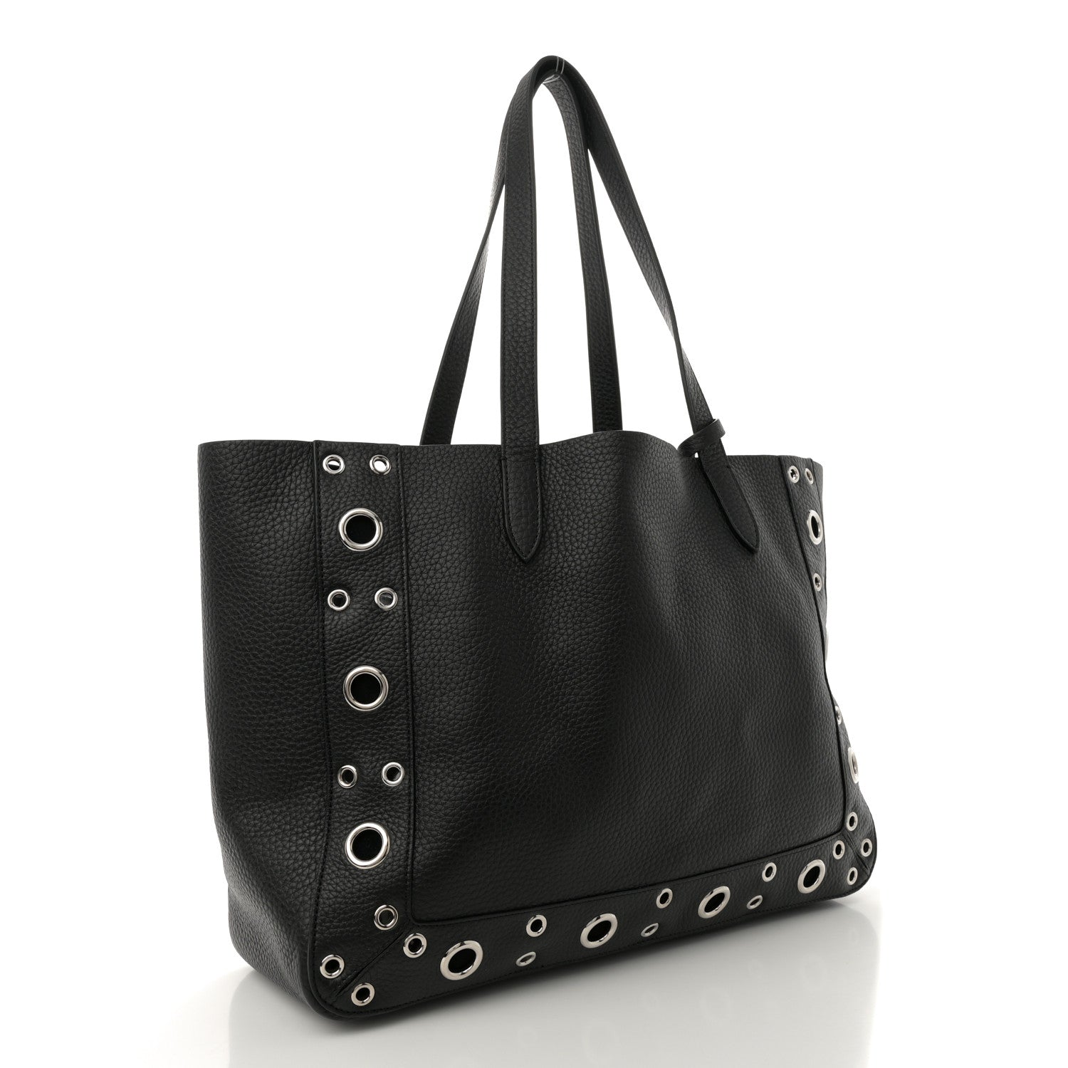 Valentino Garavani Grainy Calfskin Studded Medium Nellcote Shopping Tote Black 4 of 11