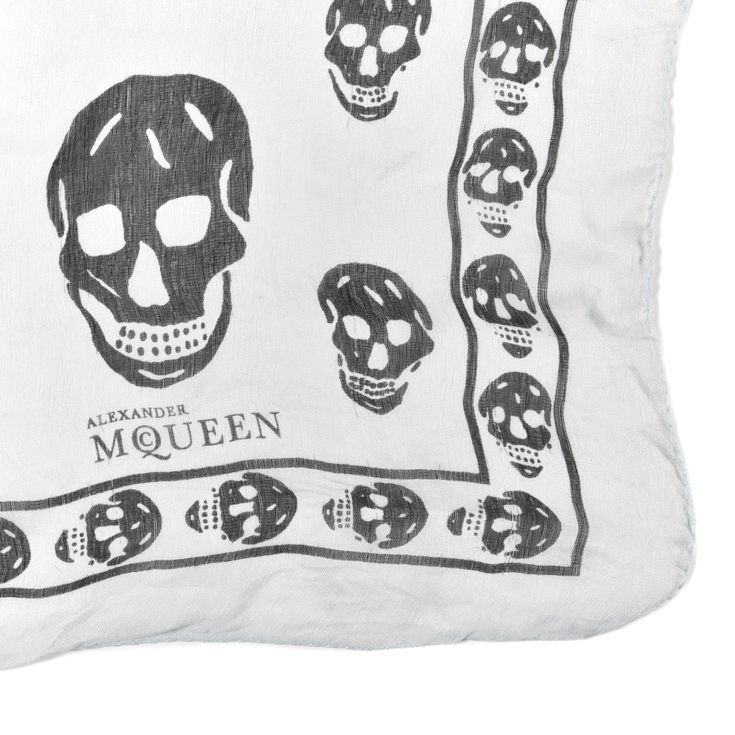 Silk Chiffon Skull Scarf Ivory Black