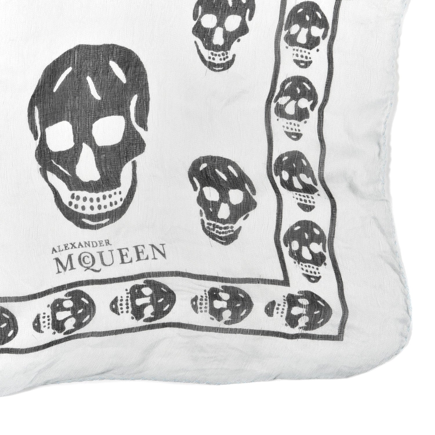 Alexander McQueen Silk Chiffon Skull Scarf Ivory Black 2 of 3