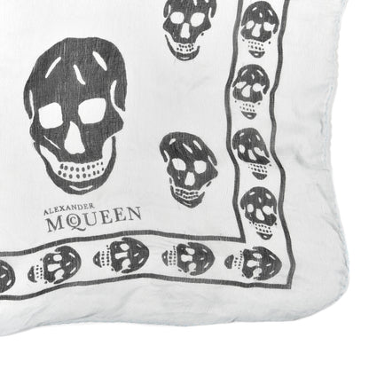 Alexander McQueen Silk Chiffon Skull Scarf Ivory Black 2 of 3