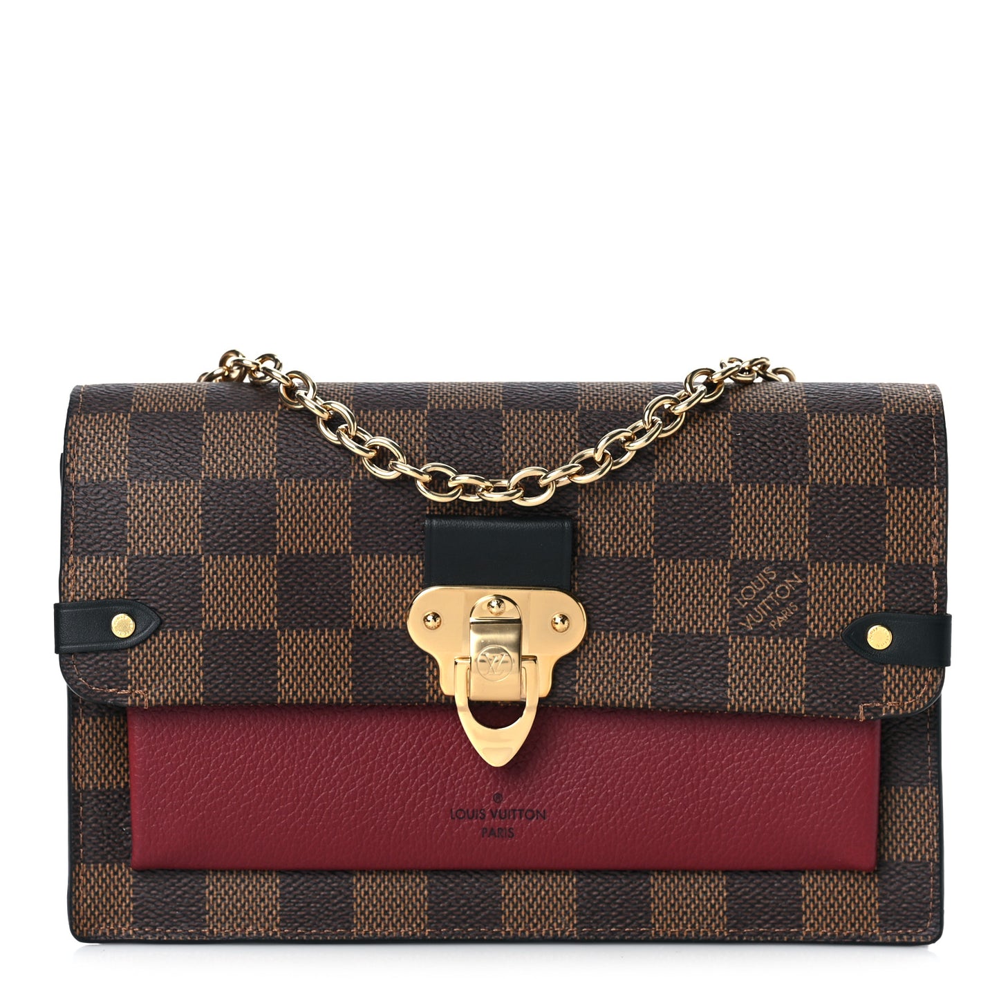 Damier Ebene Vavin Chain Wallet Red