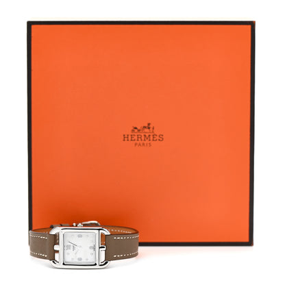 Hermes Stainless Steel Swift Diamond Mother of Pearl 23mm Cape Cod Quartz Watch Etoupe 5 of 5