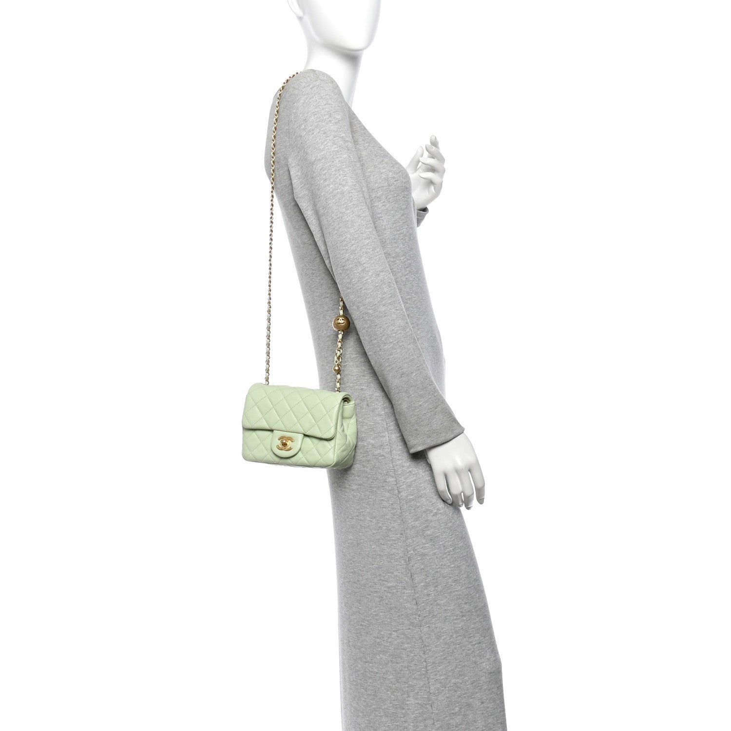 Chanel Lambskin Quilted Mini Pearl Crush Flap Light Green 2 of 11
