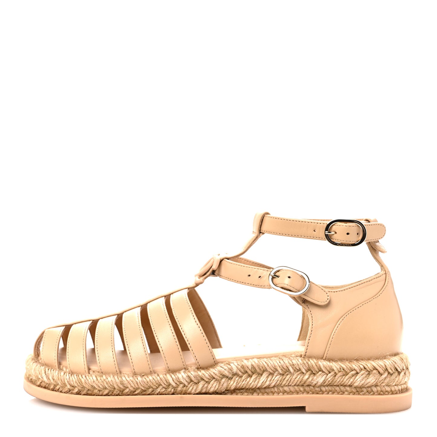 Lambskin Espadrille Sandals 39 Beige