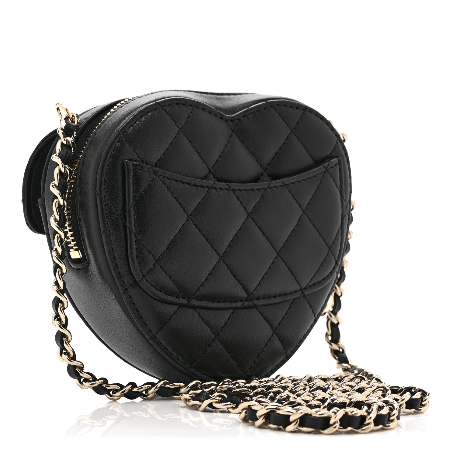 Chanel Lambskin Quilted CC In Love Heart Clutch With Chain Black 3 of 11