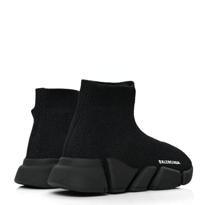 Balenciaga Technical 3D Recycled Knit Womens Speed 2.0 Sneakers 37 Monocolor Black 4 of 7