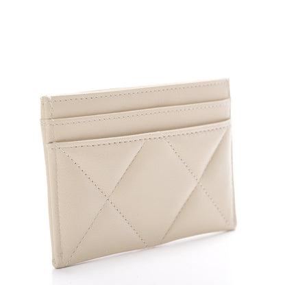 Chanel Shiny Goatskin Quilted Chanel 19 Card Holder Beige 3 of 8