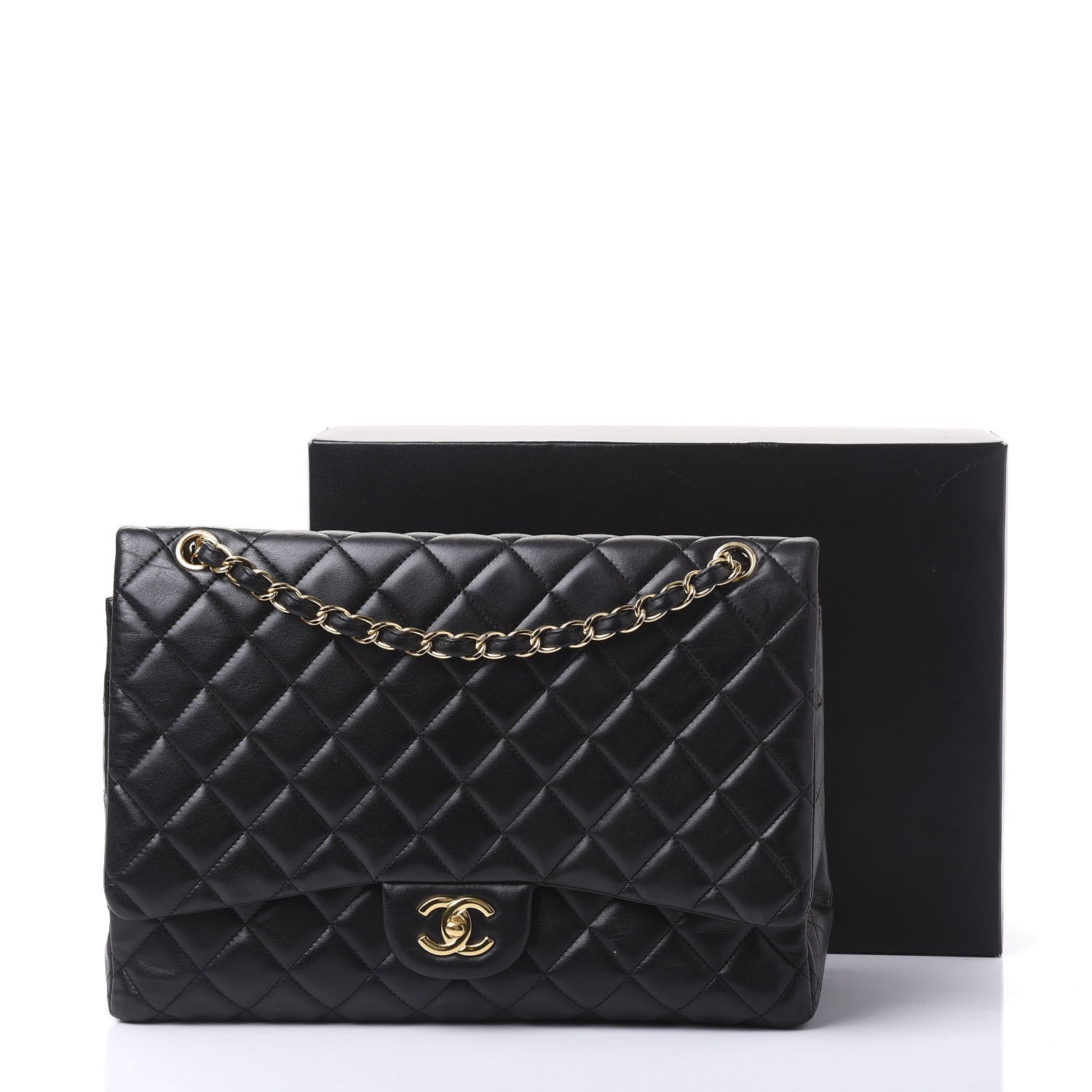 Chanel Lambskin Quilted Maxi Single Flap Black 10 of 10