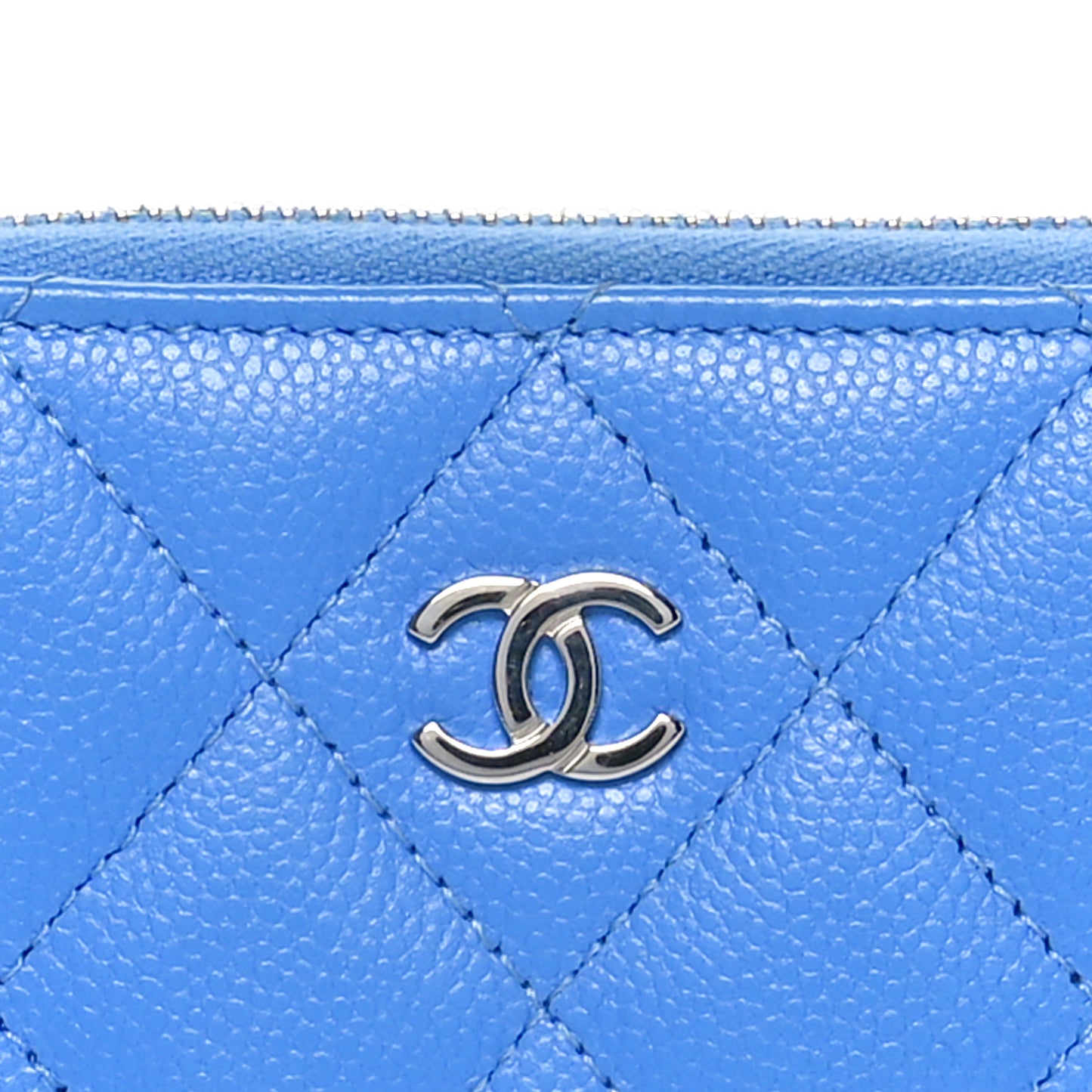 Caviar Quilted Zip Coin Purse Blue