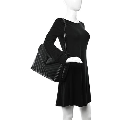 Saint Laurent Calfskin Y Quilted Monogram Monochrome Large Loulou Chain Satchel Black 2 of 12