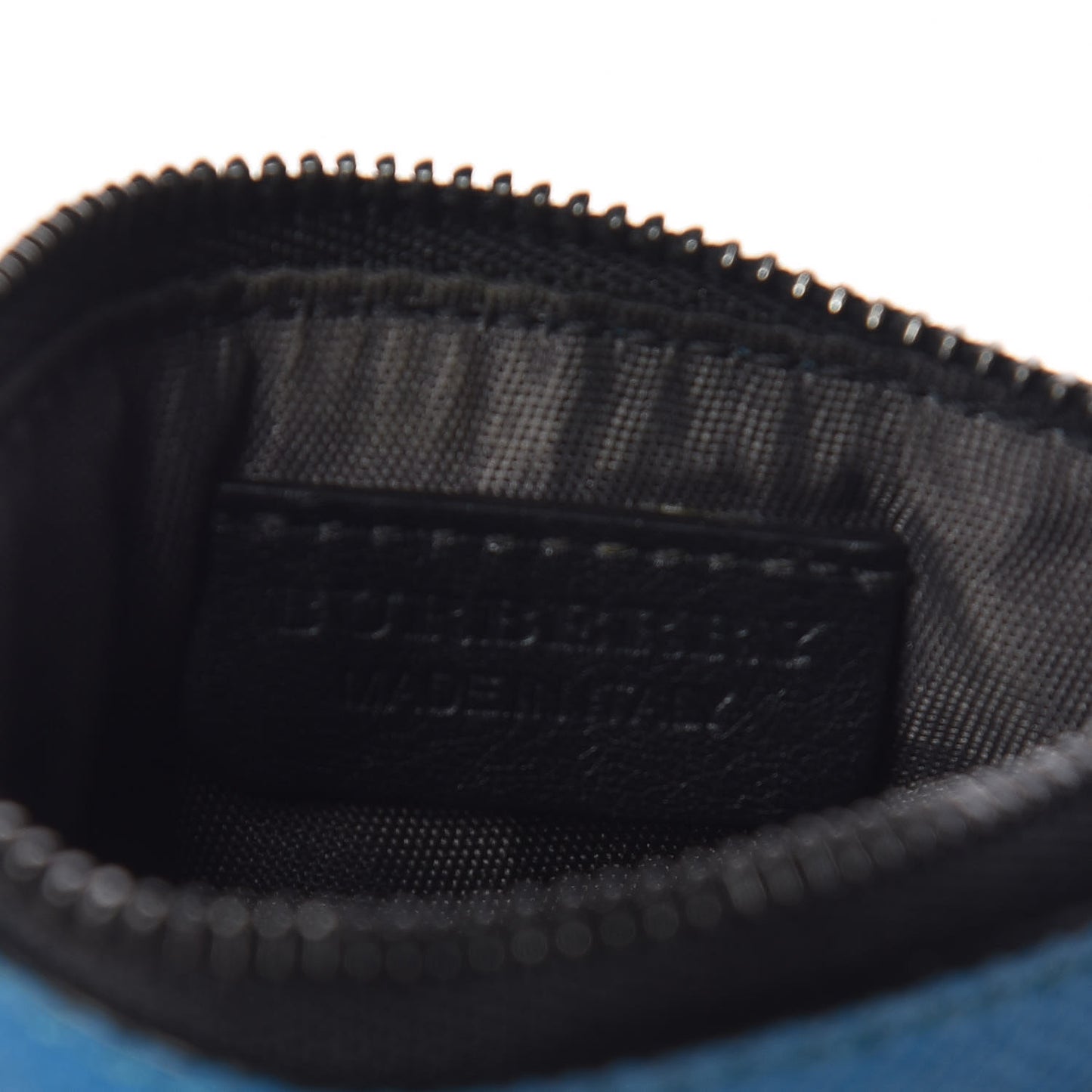 Grainy Calfskin Zip Card Case Blue