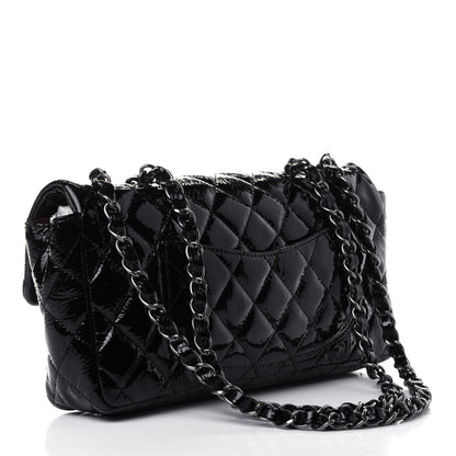 Chanel Distressed Patent Quilted East West Flap Black 2 of 5