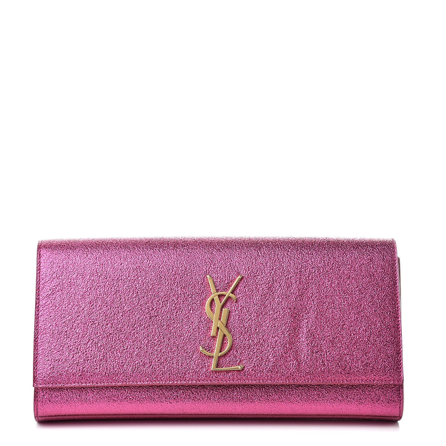 Metallic Calfskin Monogram Cassandre Clutch Fuchsia