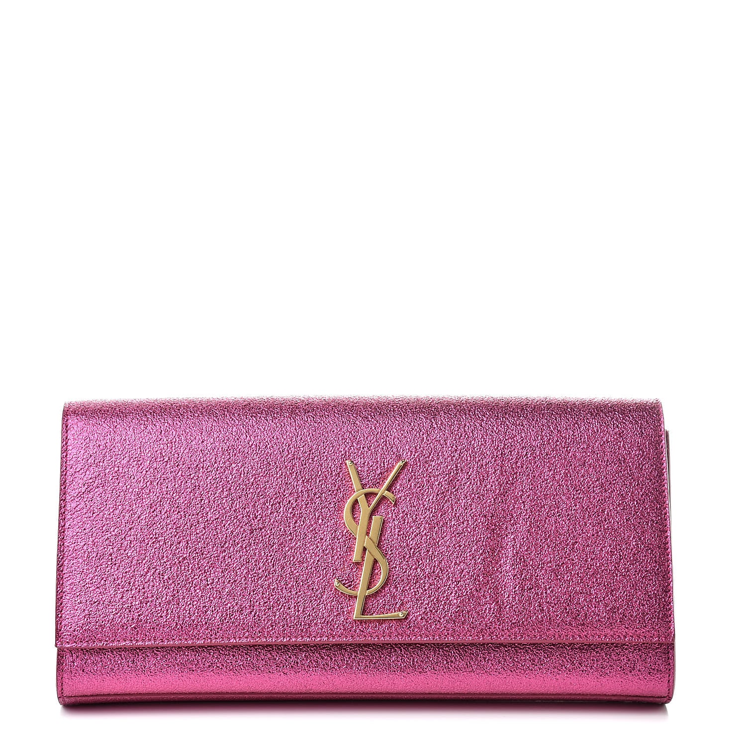 Saint Laurent Metallic Calfskin Monogram Cassandre Clutch Fuchsia 1 of 9