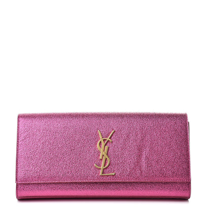Saint Laurent Metallic Calfskin Monogram Cassandre Clutch Fuchsia 1 of 9