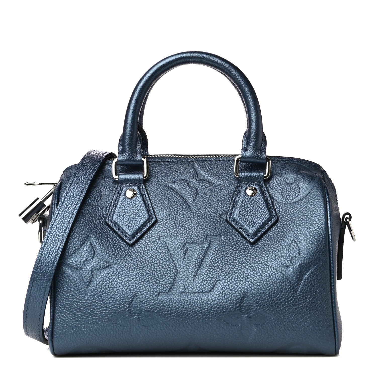 Louis Vuitton Metallic Empreinte Monogram Giant Speedy Bandouliere 20 Navy Nacre 1 of 11