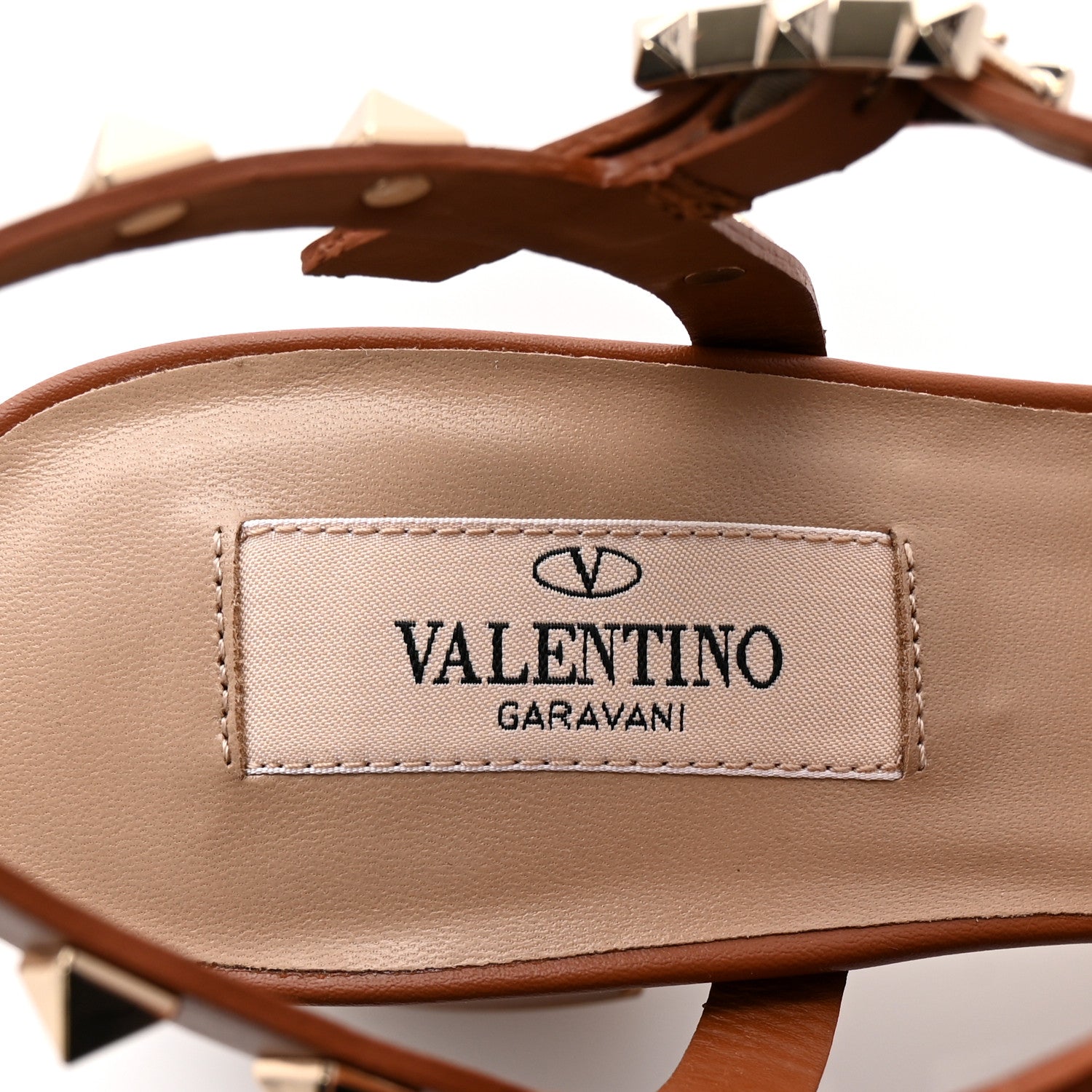 Valentino Garavani Calfskin Rockstud 60mm City Sandals 37 Saddle Brown 8 of 9