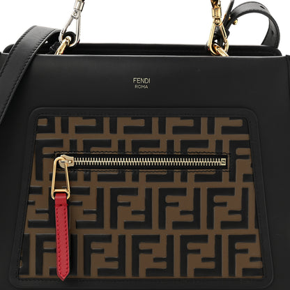 Fendi Vitello Century F is Fendi FF 1974 Embossed Small Runaway Satchel Black Maya 9 of 12