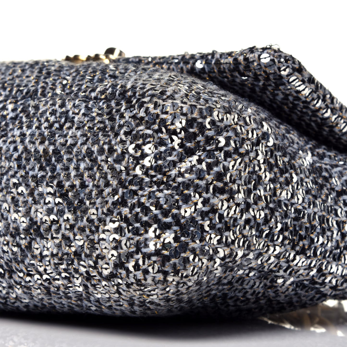 Sequin Quilted Medium Chanel 19 Flap Silver