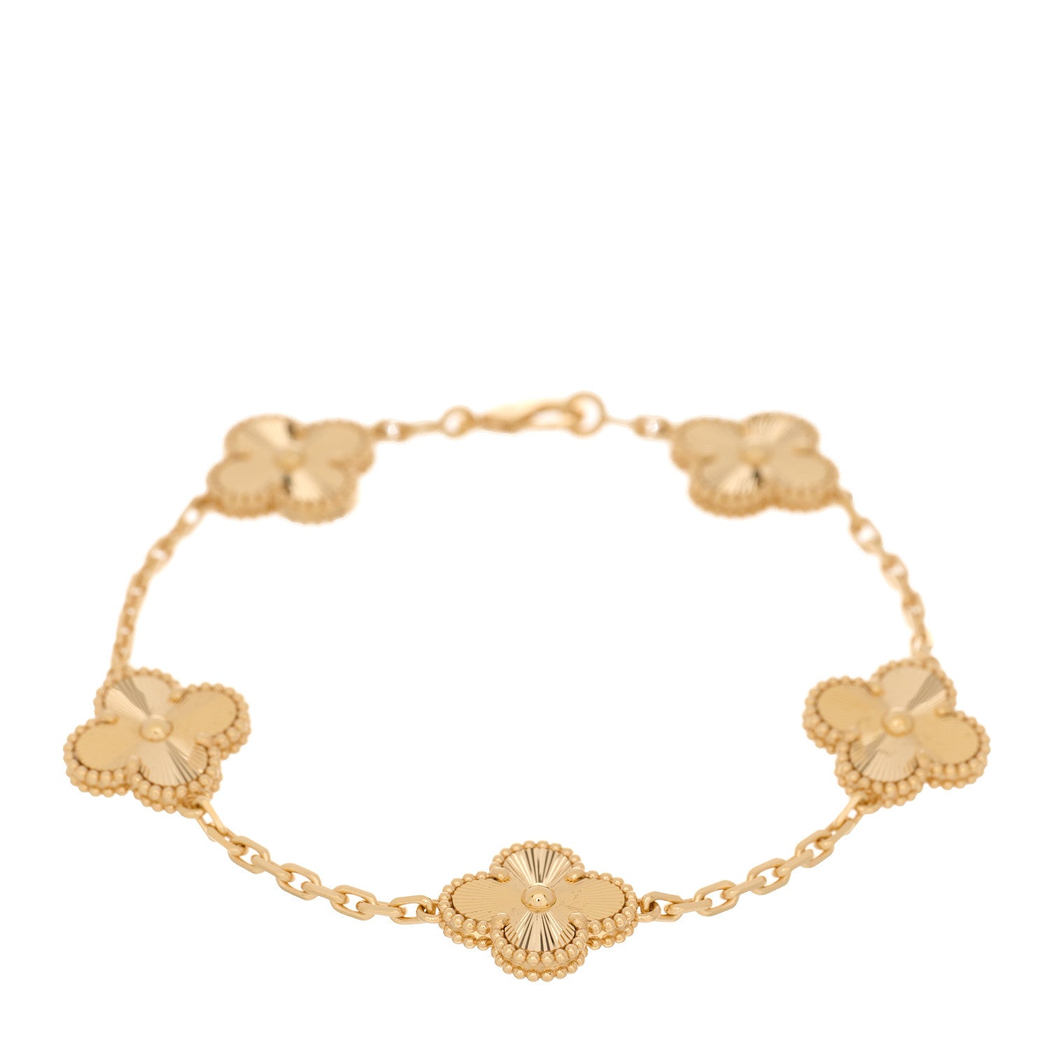 Van Cleef & Arpels 18K Yellow Gold 5 Motifs Guilloche Vintage Alhambra Bracelet 1 of 5