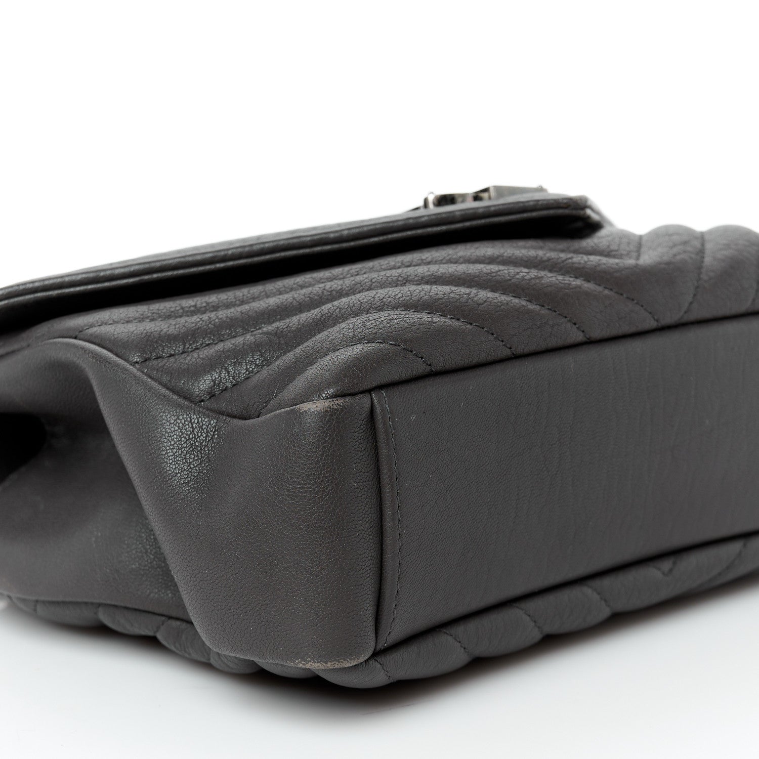 Saint Laurent Sheepskin Matelasse Chevron Monogram Medium College Bag Asphalt 10 of 11