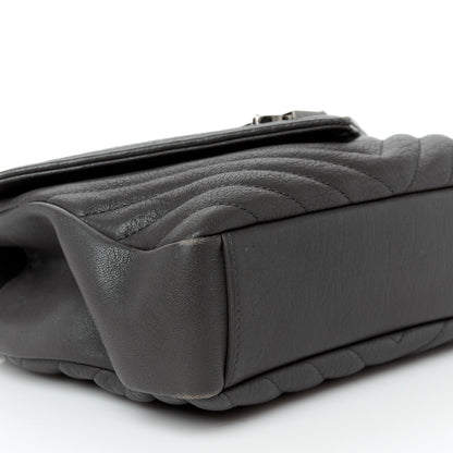 Saint Laurent Sheepskin Matelasse Chevron Monogram Medium College Bag Asphalt 10 of 11