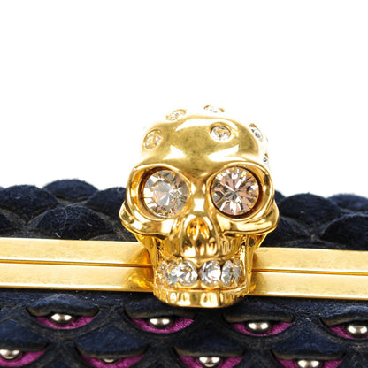 Alexander McQueen Suede Fish Scale Skull Box Clutch 5 of 9