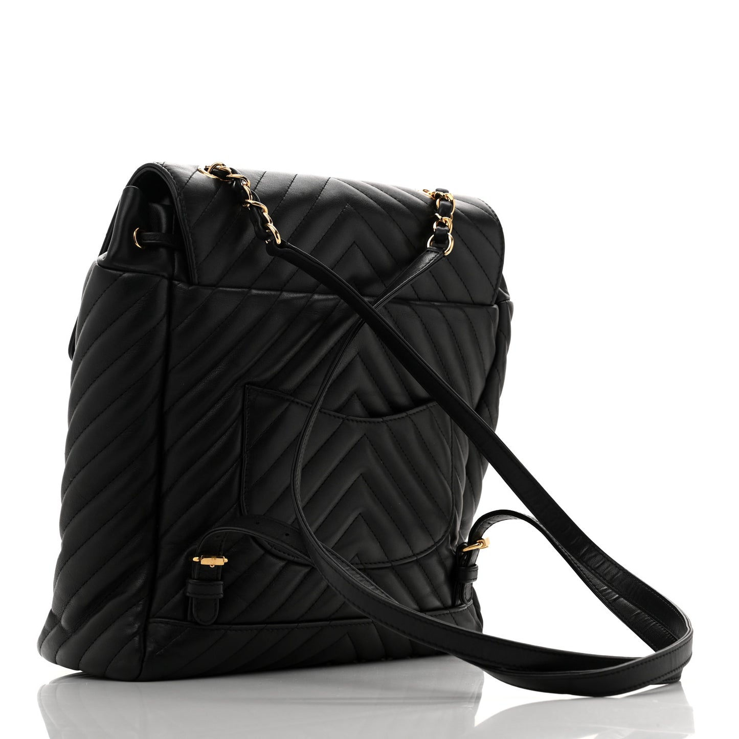 Calfskin Chevron Quilted Large Urban Spirit Backpack Black