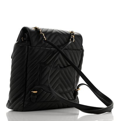 Chanel Calfskin Chevron Quilted Large Urban Spirit Backpack Black 3 of 14
