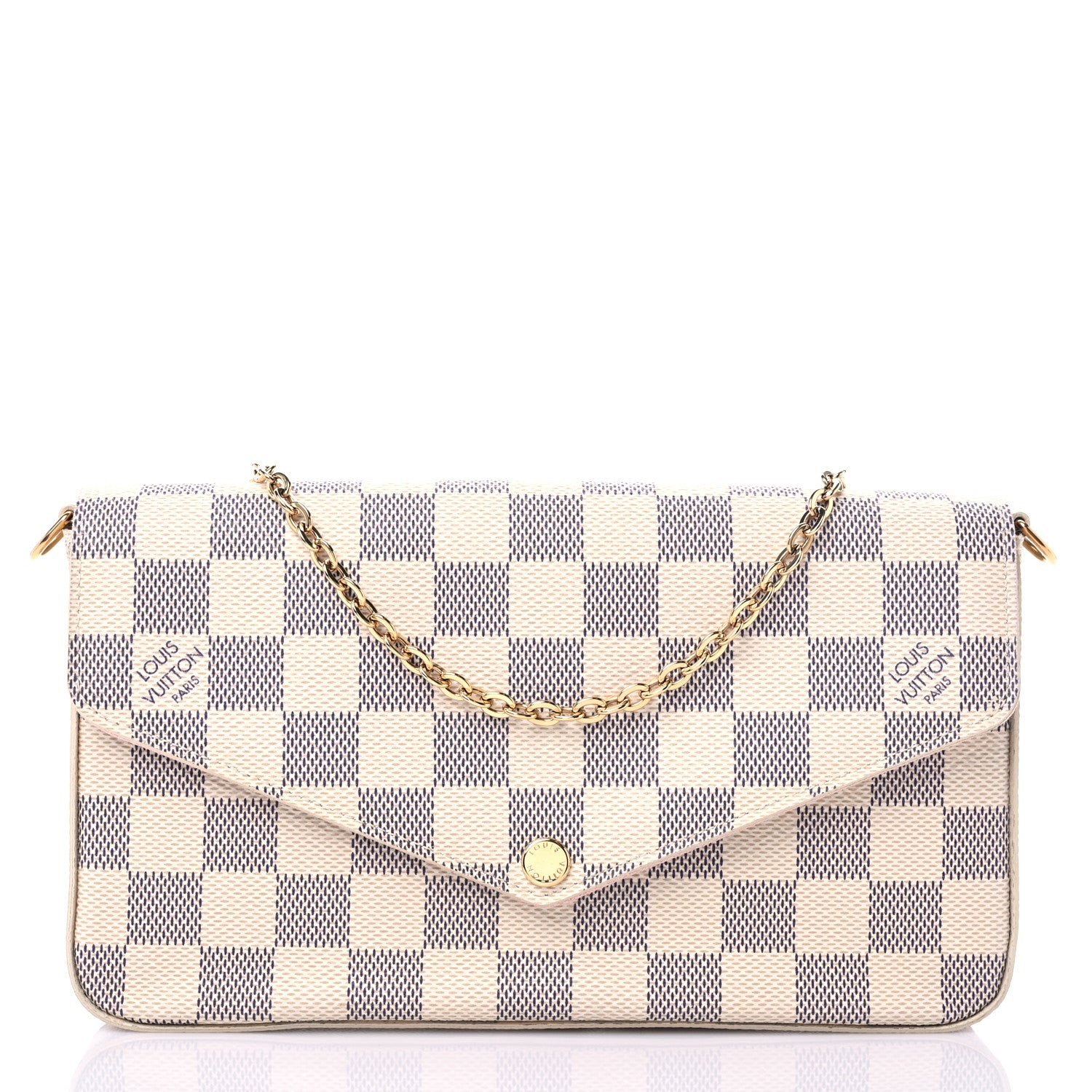 Louis Vuitton Damier Azur Pochette Felicie Chain Wallet Rose Ballerine 3 of 10