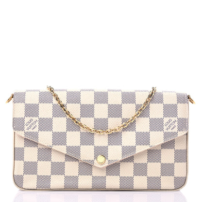 Louis Vuitton Damier Azur Pochette Felicie Chain Wallet Rose Ballerine 3 of 10