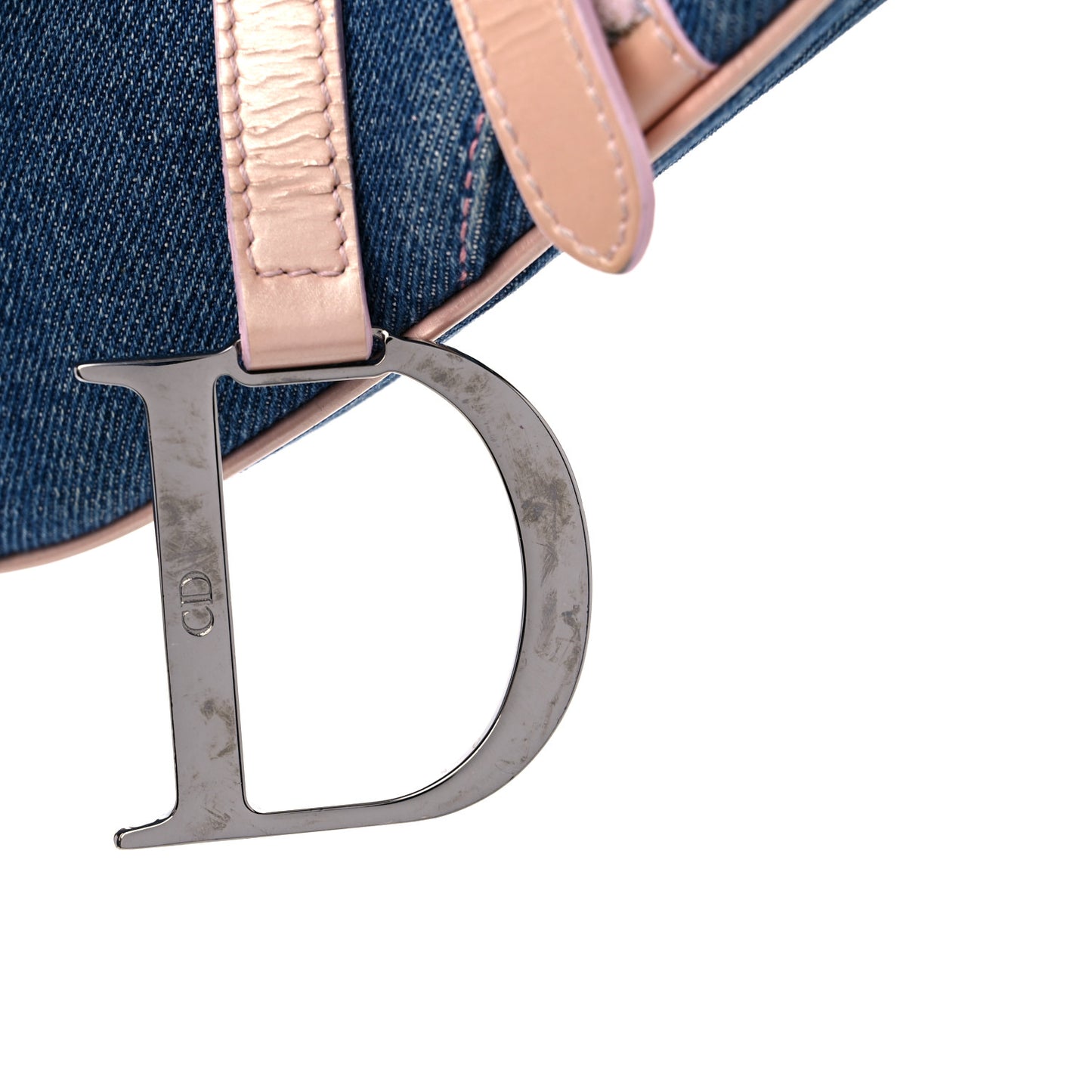 Patent Denim Jeans Saddle Bag Blue Pink