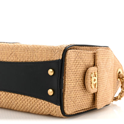 Chanel Braided Raffia Calfskin Quilted Mini Chanel 25 Handbag Beige Black 10 of 12