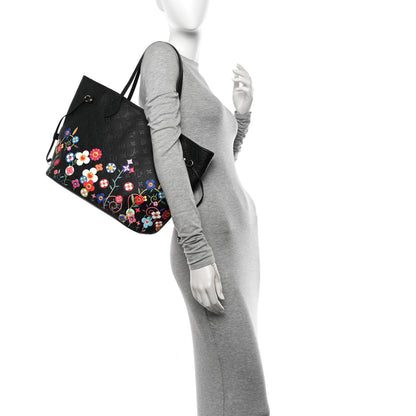 Louis Vuitton LV X TM Empreinte Flowers Neverfull MM Black 2 of 10