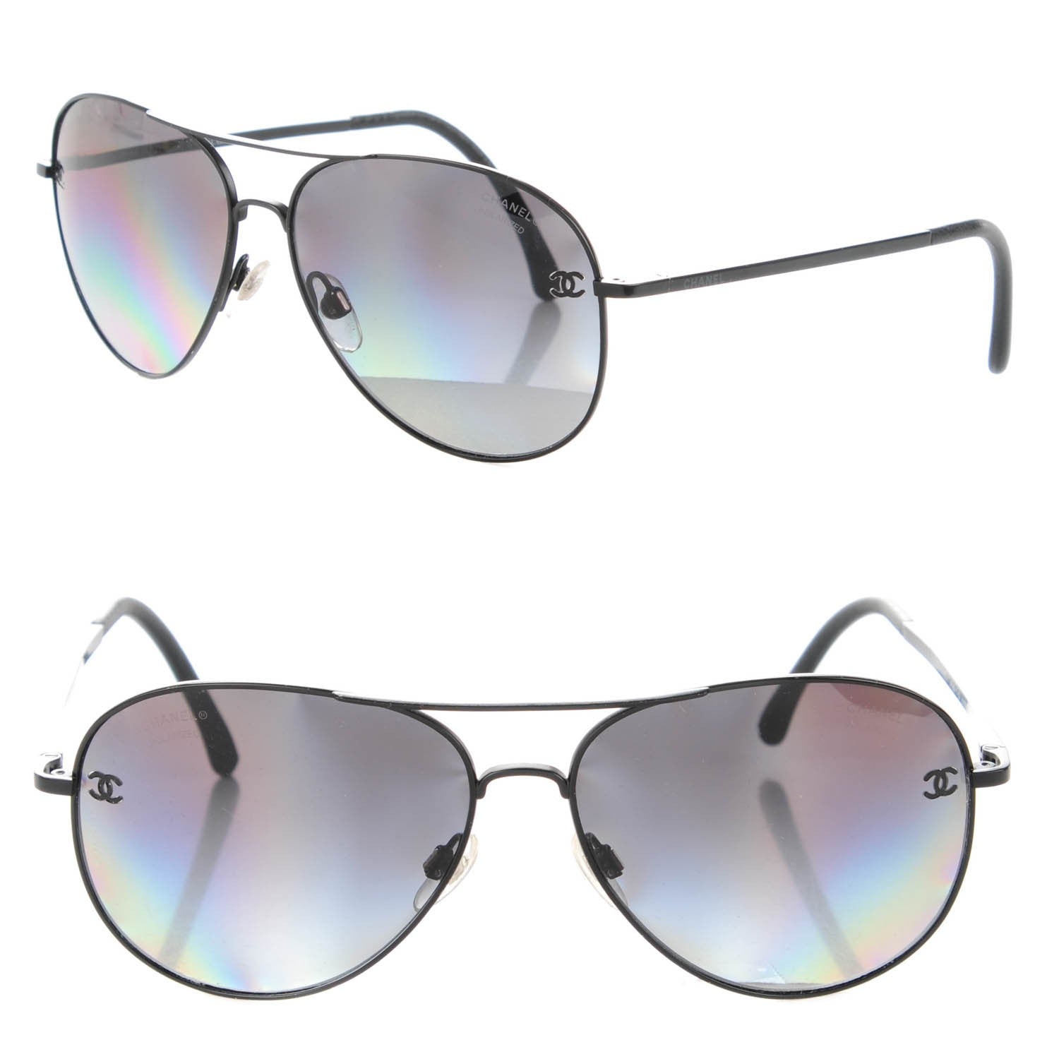 Chanel Polarized CC Aviator Sunglasses 4189-T-Q Black 1 of 5