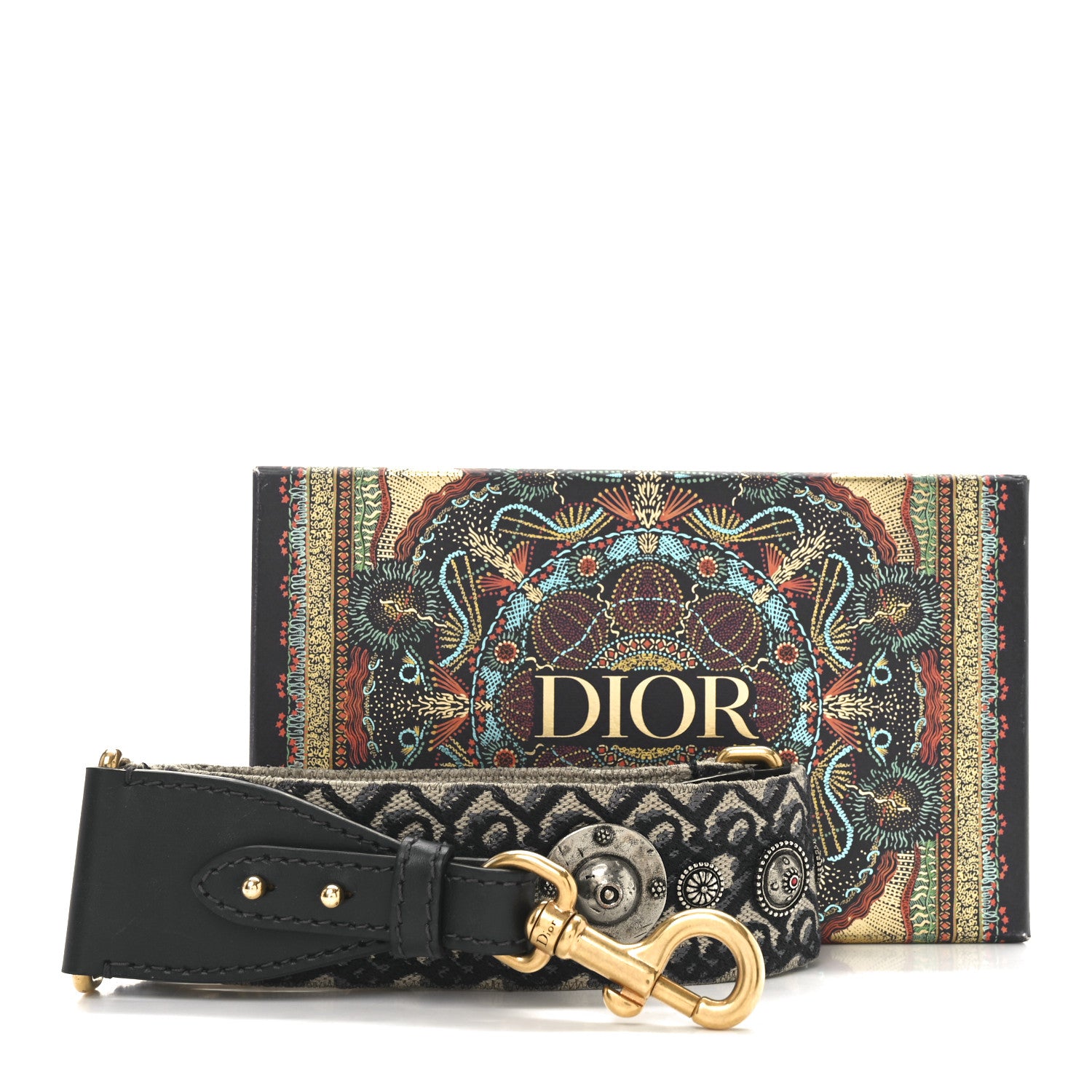 Christian Dior Oblique Studded Shoulder Strap Blue 5 of 5