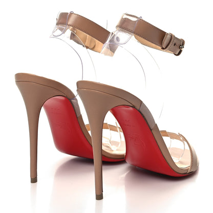 Christian Louboutin Nappa Shiny PVC Jonatina 100 Sandals 38.5 Nude 4 of 8