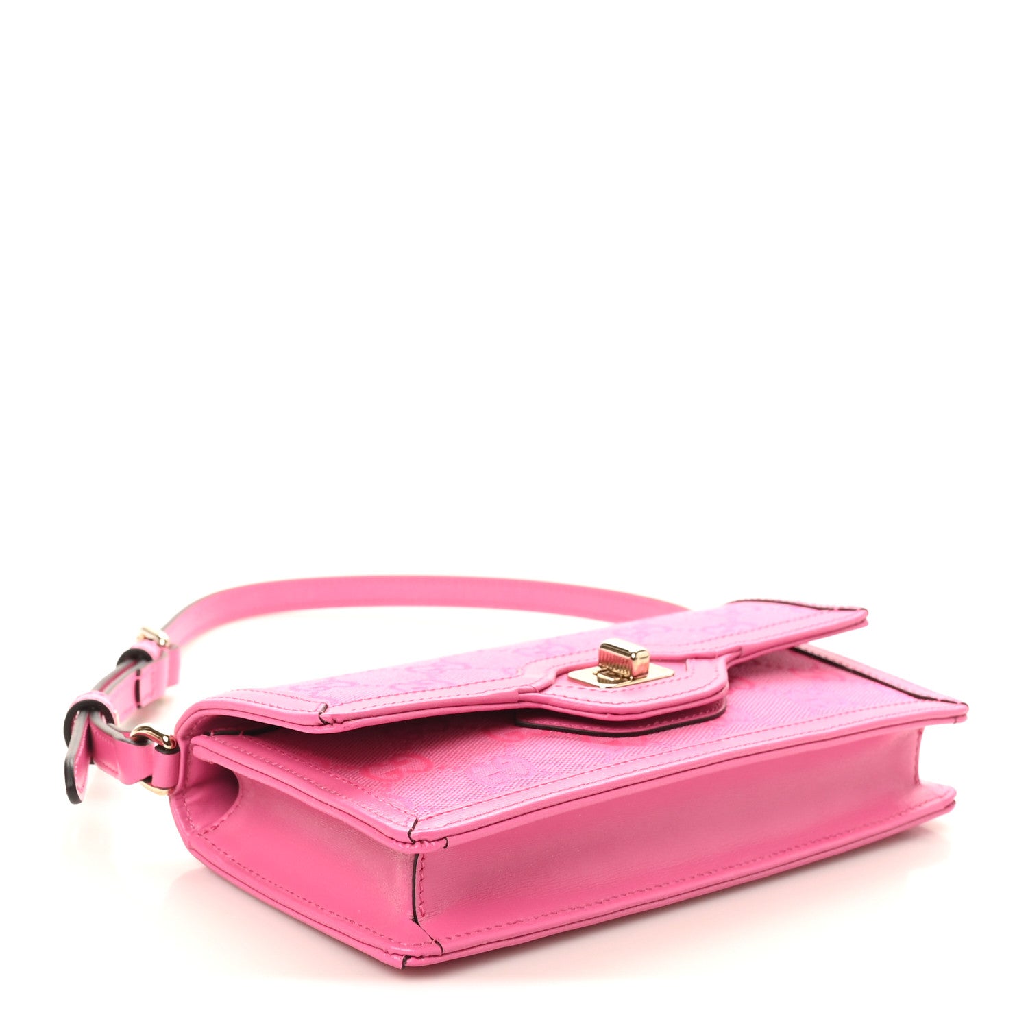 Gucci GG Monogram Scratch Lux Calfskin Mini Luce Shoulder Bag Rose Dark Blossom 4 of 9