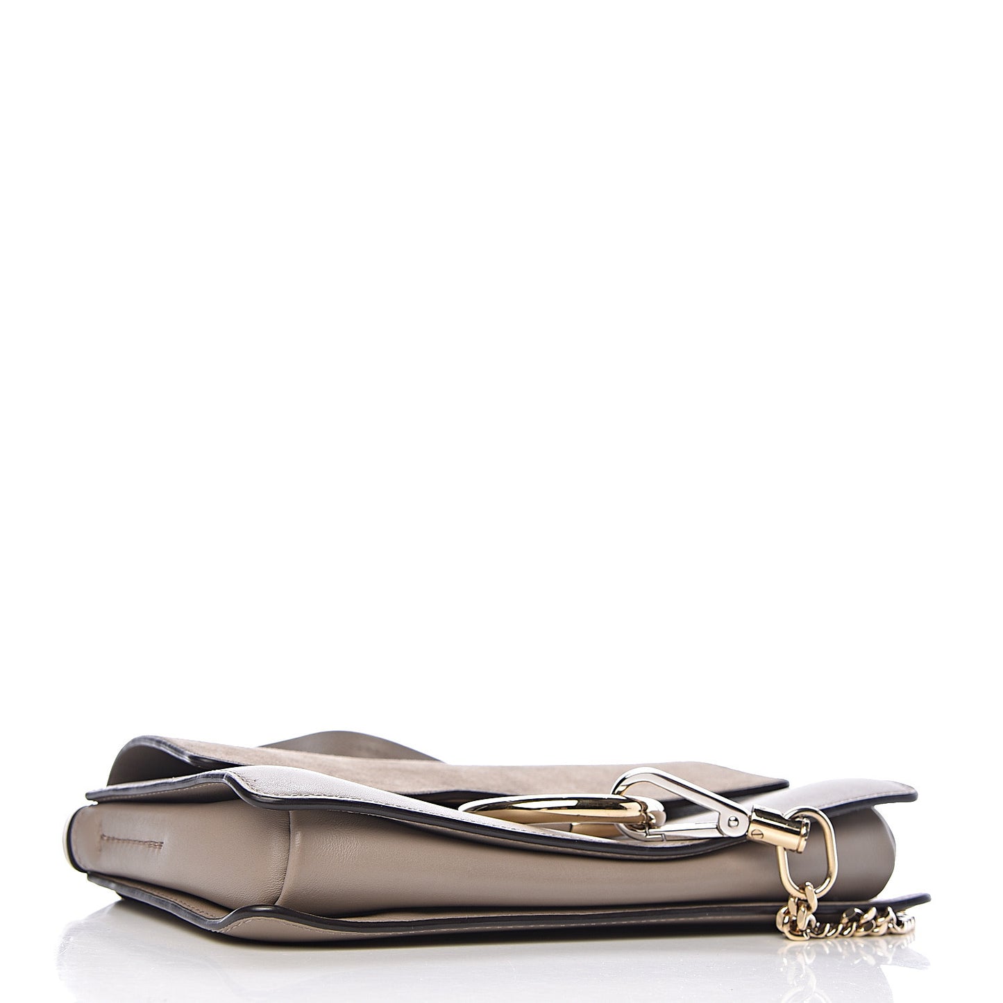 Suede Calfskin Small Faye Shoulder Bag Motty Grey